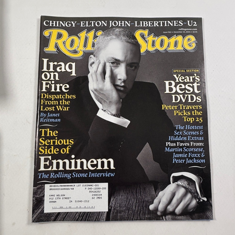 Rolling Stone Magazine Issue 962 Nov 25 2004 Eminem Iraq on Fire U2 Elton John